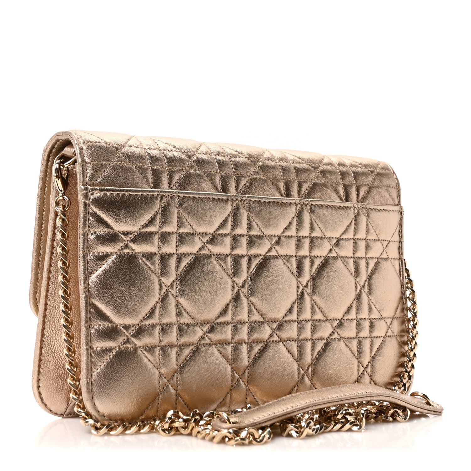 Christian Dior Metallic Lambskin Cannage Miss Dior Promenade Pouch Gold 3 of 10