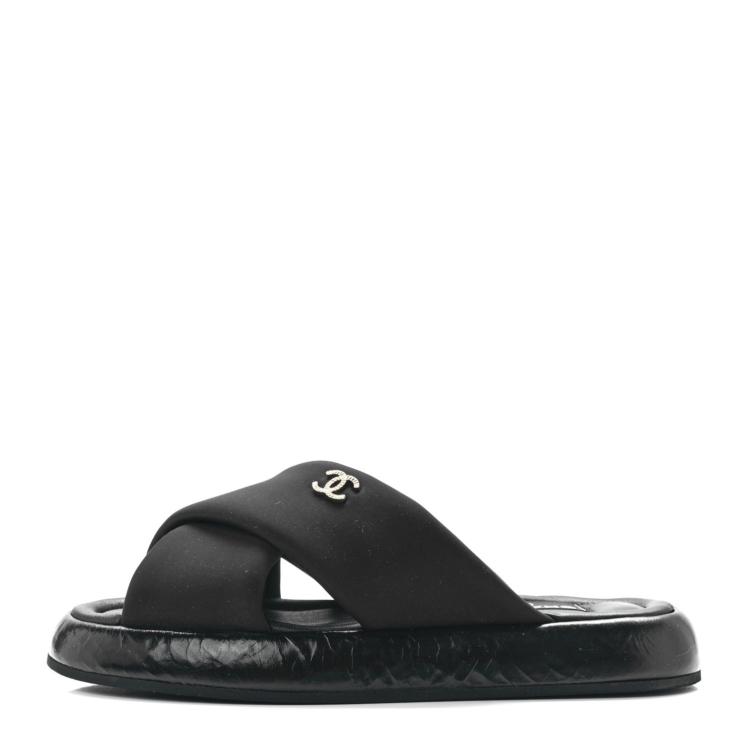 Chanel Fabric CC Mules Sandals 36 Black 1 of 9