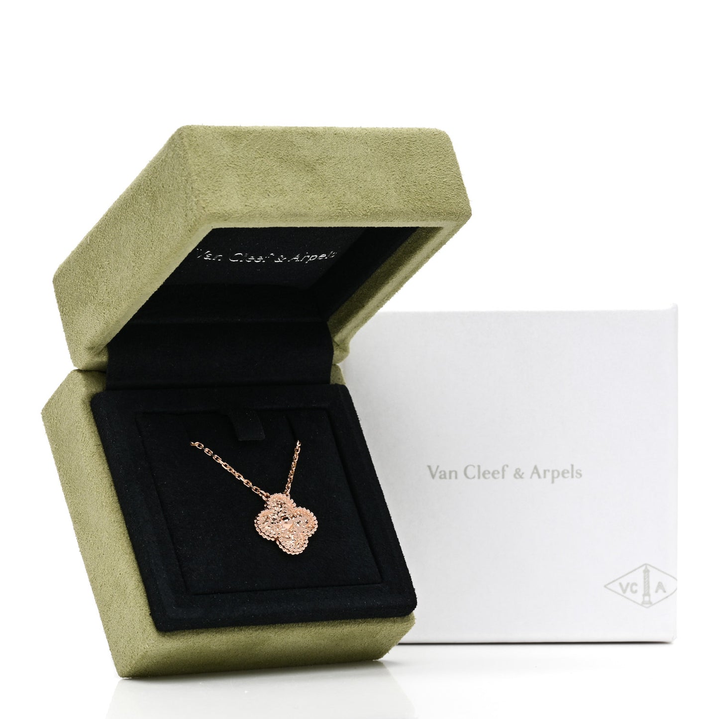18K Rose Gold Vintage Alhambra Pendant Necklace