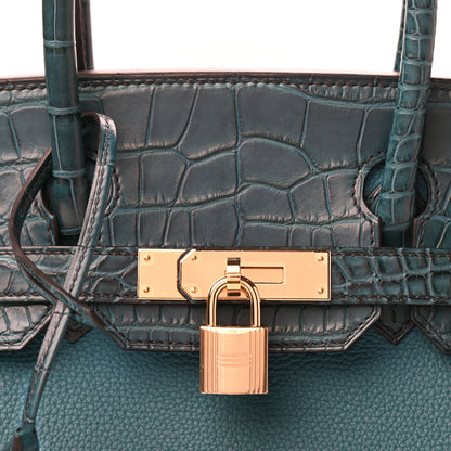 Hermes Togo Matte Alligator Birkin Touch 30 Vert Bosphore 10 of 11