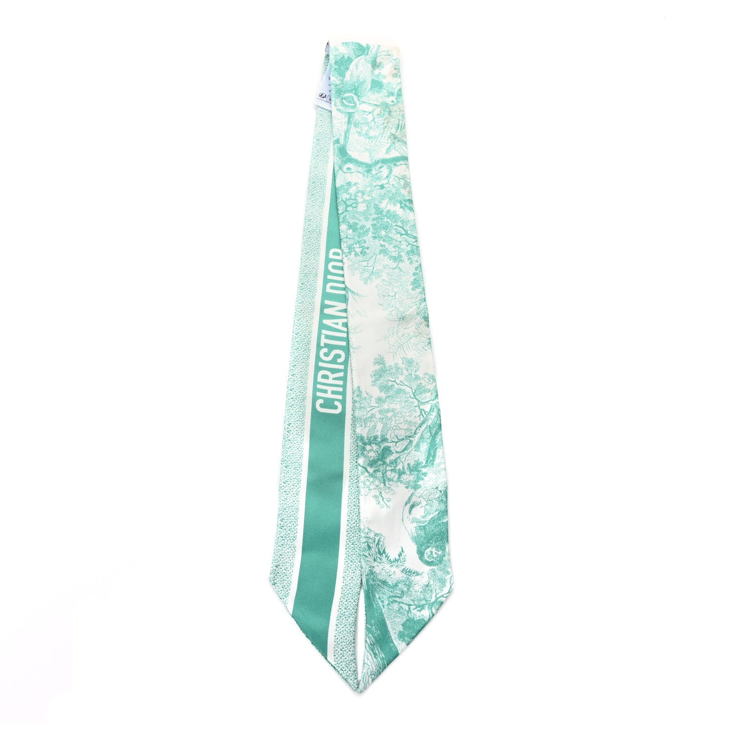 Christian Dior Silk Toile De Jouy Mitzah Scarf Green 2 of 5