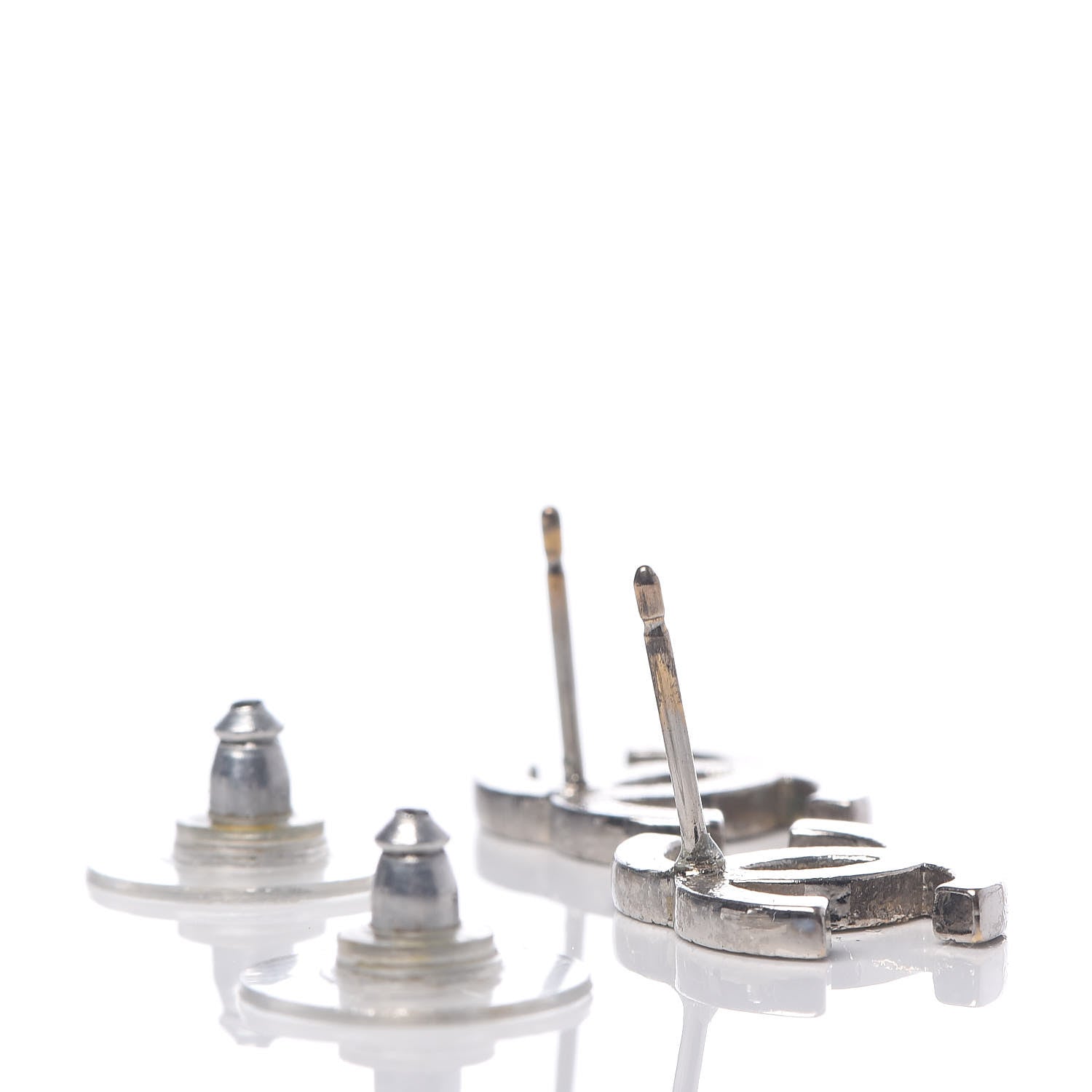 Chanel Crystal CC Earrings Silver 3 of 4