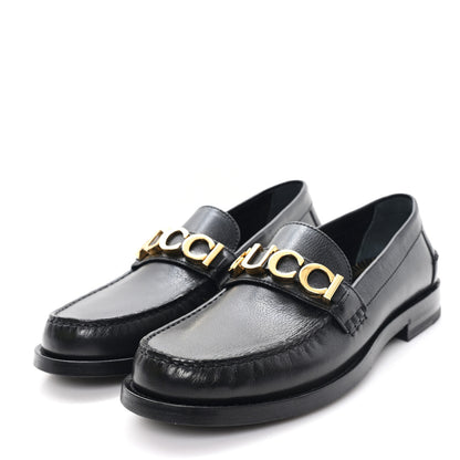 Gucci Goatskin Womens Logo 15mm Loafers 38.5 Black 4 of 10
