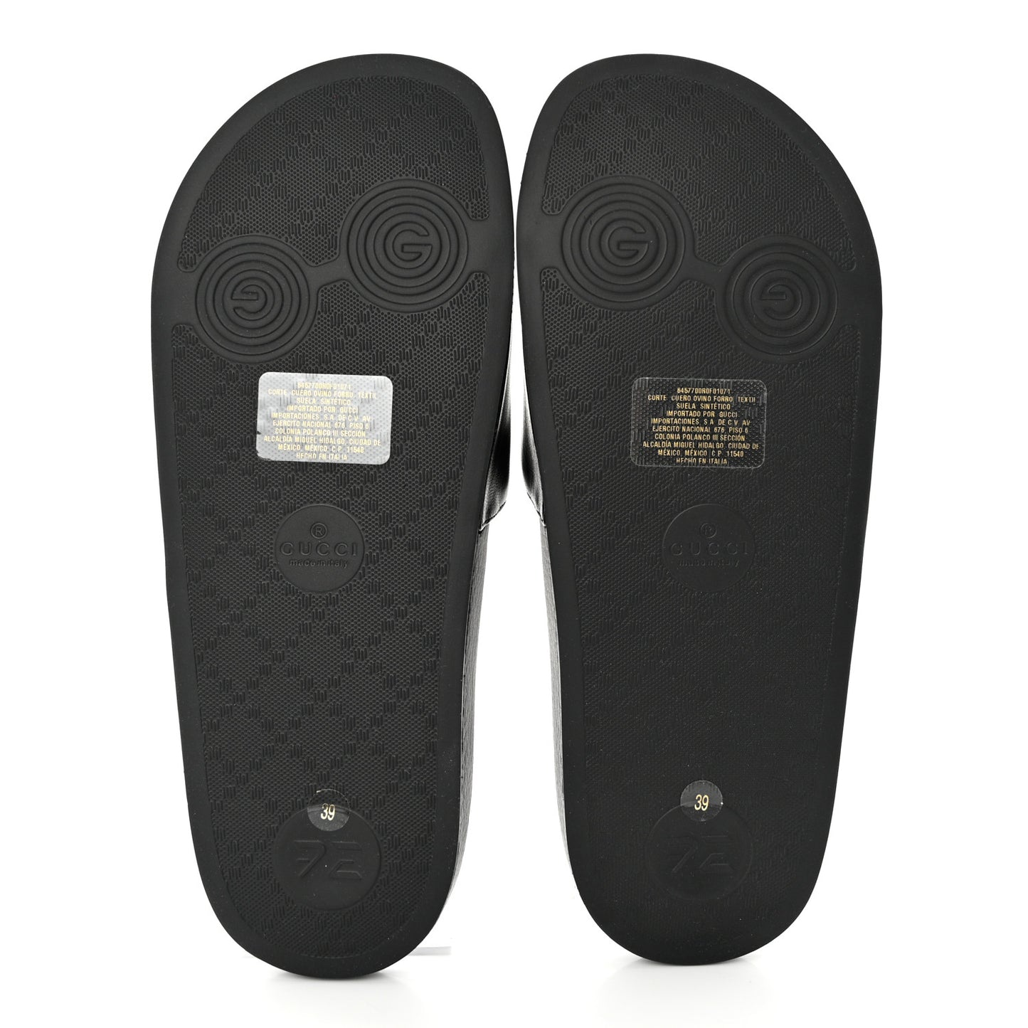 Nappa Miro Soft Calfskin Womens Interlocking G Slide Sandals 39 Black White