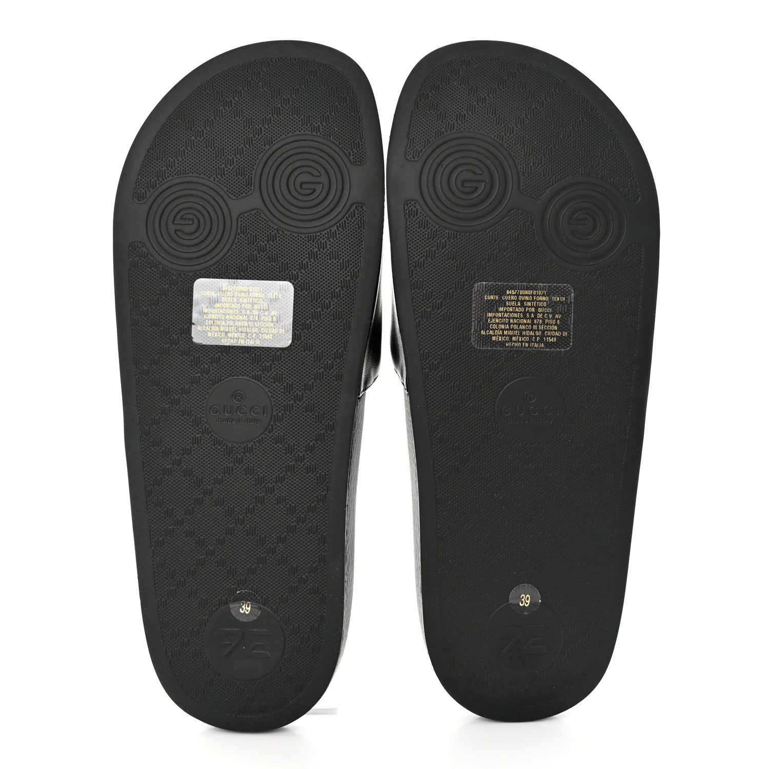 Gucci Nappa Miro Soft Calfskin Womens Interlocking G Slide Sandals 39 Black White 5 of 10