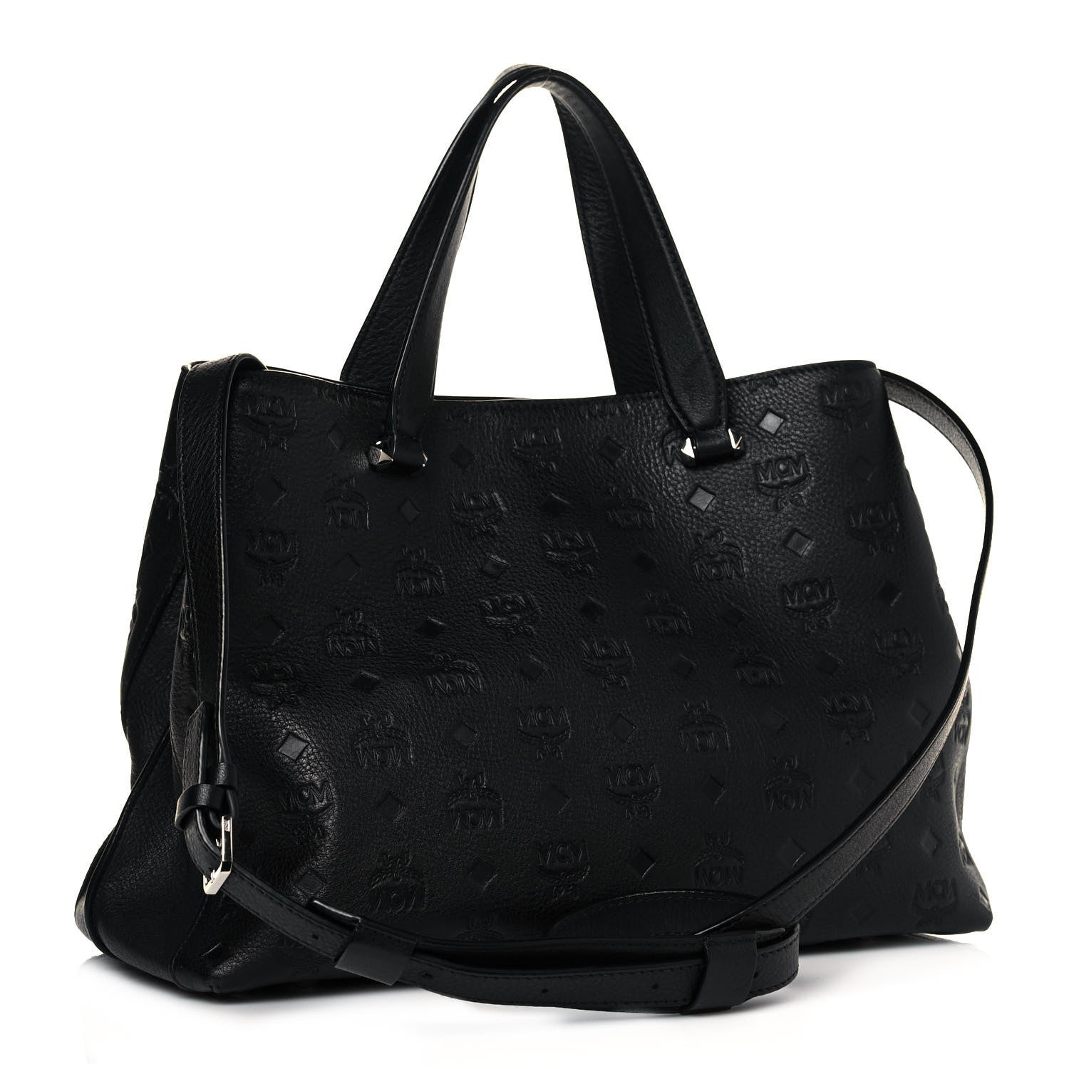 MCM Calfskin Ottomar Monogram Large Essential Tote Black 3 of 14