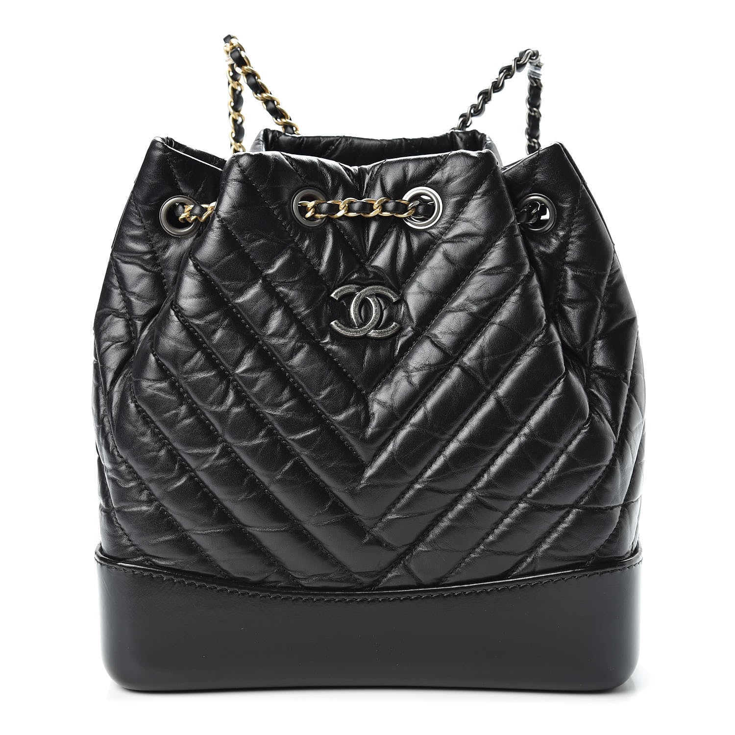 Chanel Aged Calfskin Chevron Quilted Small Gabrielle Backpack Black 1 of 13