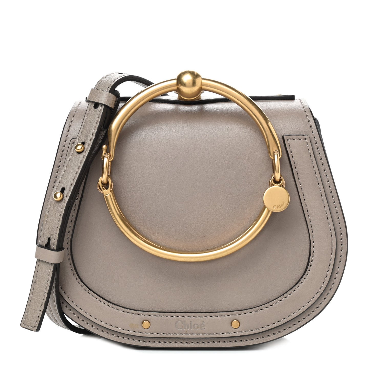 Calfskin Suede Small Nile Bracelet Bag Motty Grey