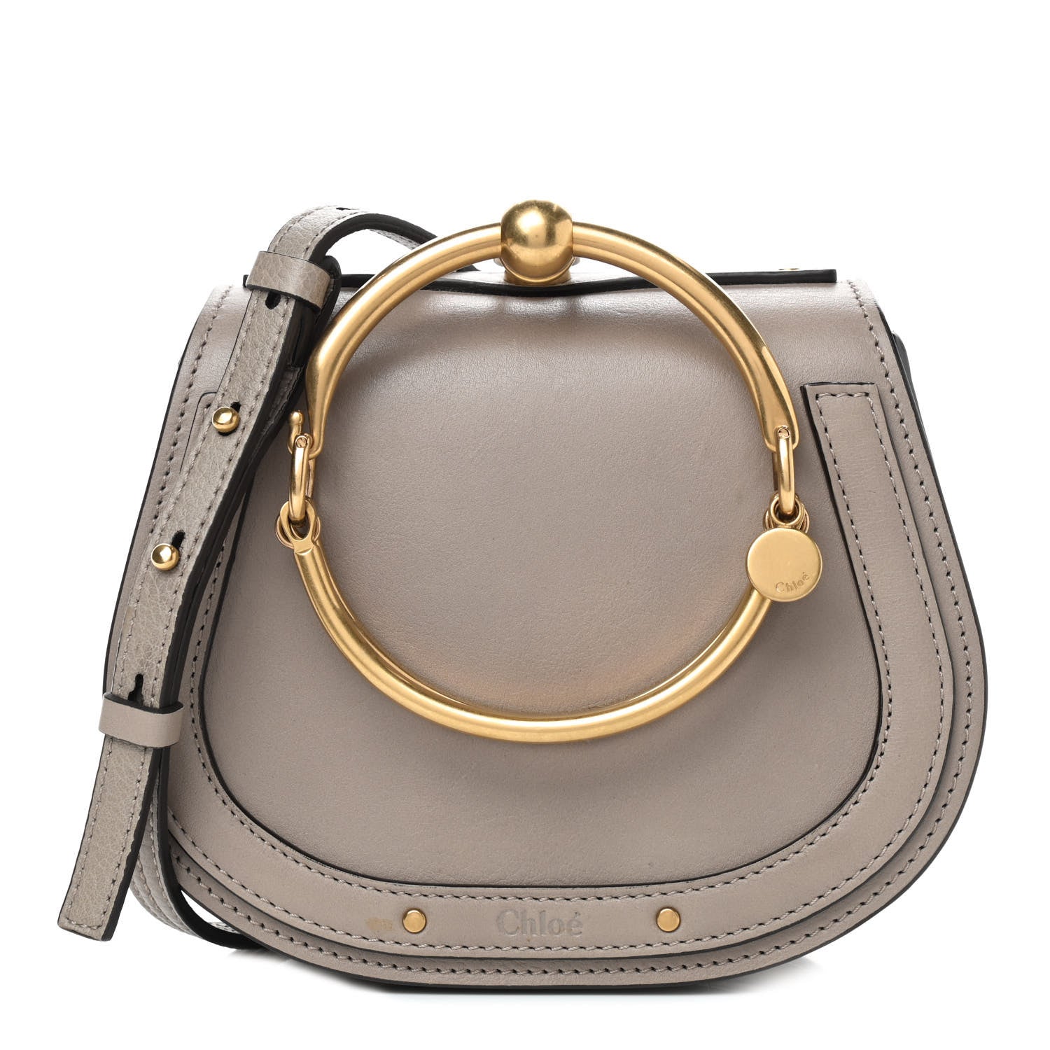 Chloe Calfskin Suede Small Nile Bracelet Bag Motty Grey 1 of 10