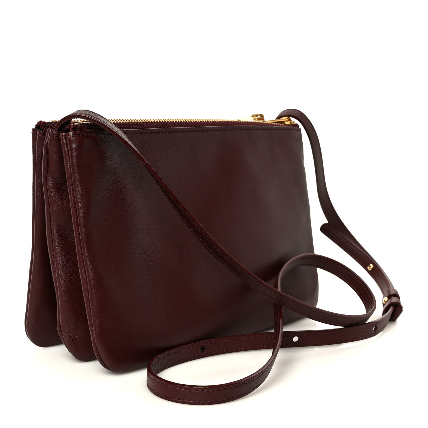 Celine Lambskin Small Trio Crossbody Bag Burgundy 1904573