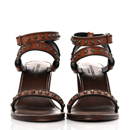 Saint Laurent Calfskin Studded Sandal Pumps 36 Brown 2 of 11