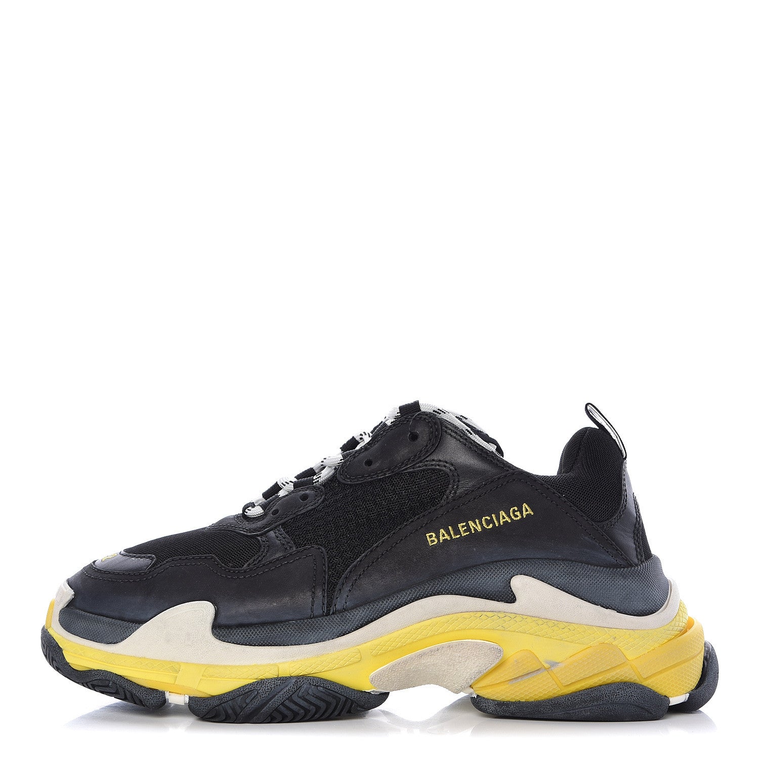 Balenciaga Fabric Mesh Womens Triple S Sneakers 42 Black Yellow 2 of 8