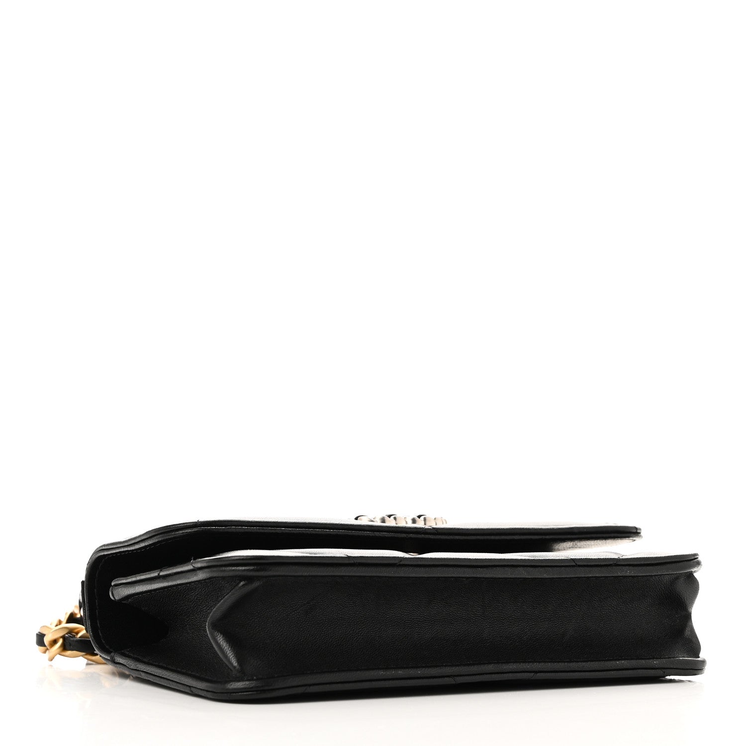 Chanel Lambskin Quilted Chanel 19 Flap Phone Holder With Chain Black 2 of 9