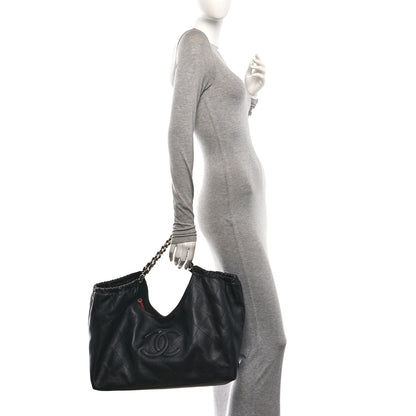 Chanel Lambskin Quilted Neo Cabas Shopping Tote Black 2 of 12