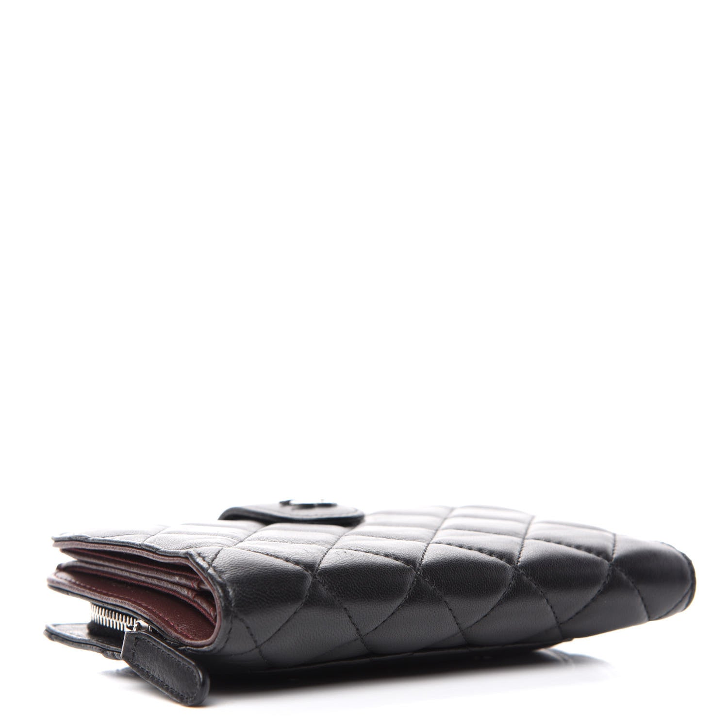 Chanel Lambskin Quilted Zipped Pocket Wallet Black 3 of 8