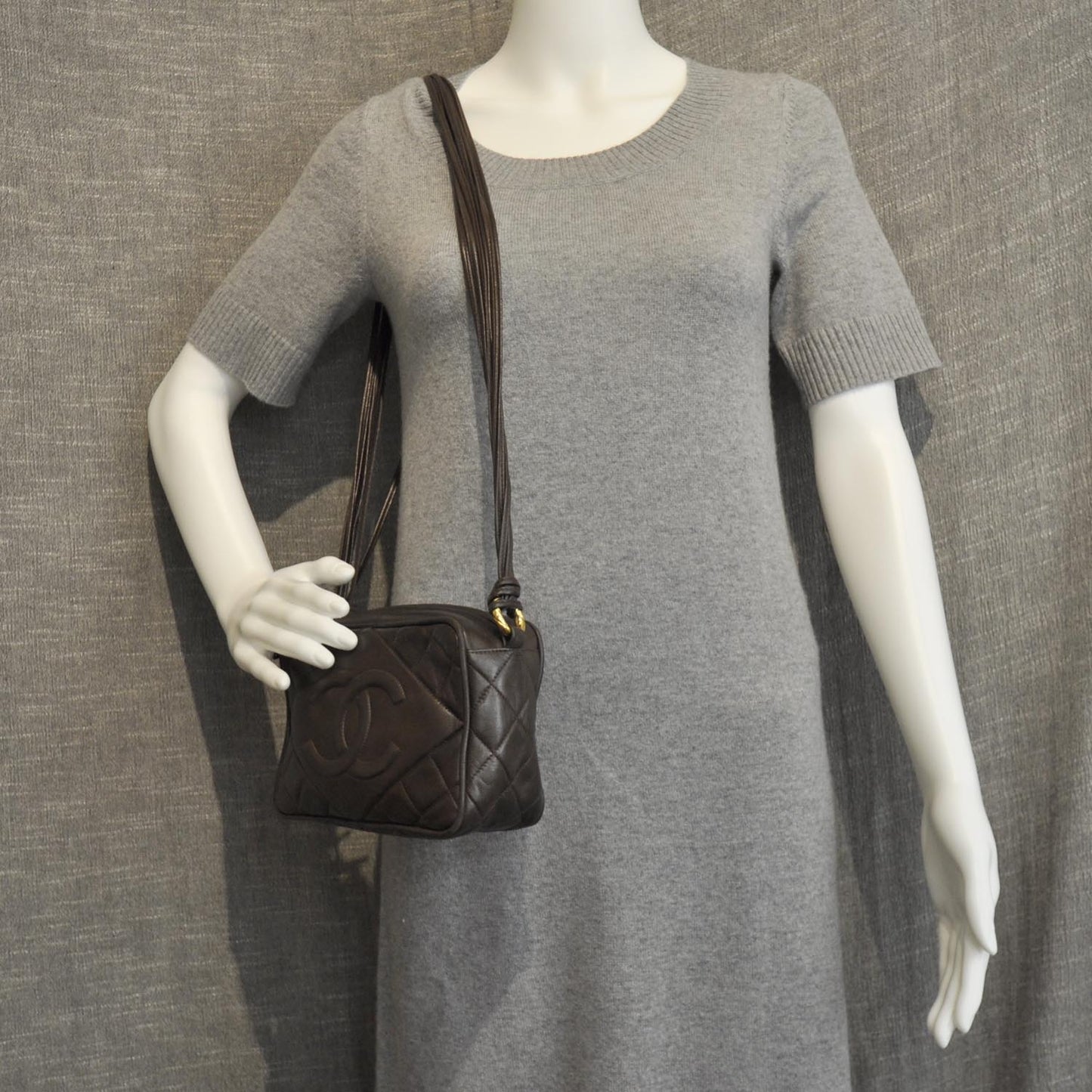 Lambskin Quilted Tassel Bag Dark Brown