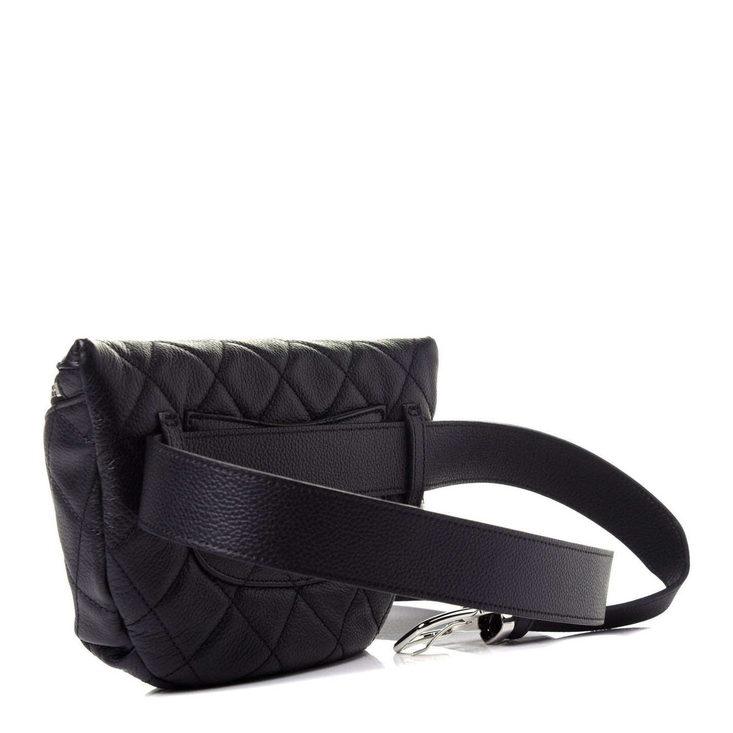 Grained Calfskin Quilted Waist Belt Bag Black