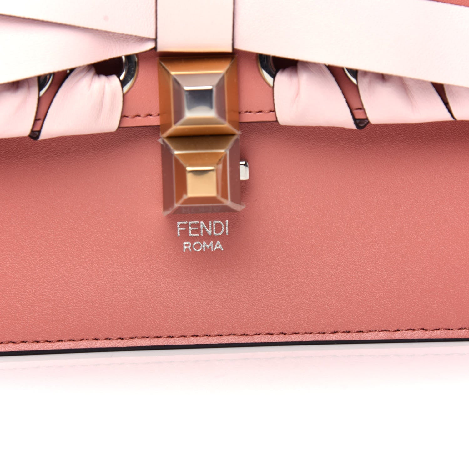 Fendi Vitello Liberty Shiny Nappa Lace Up Bow Kan I Shoulder Bag Macaron Confetto 10 of 10