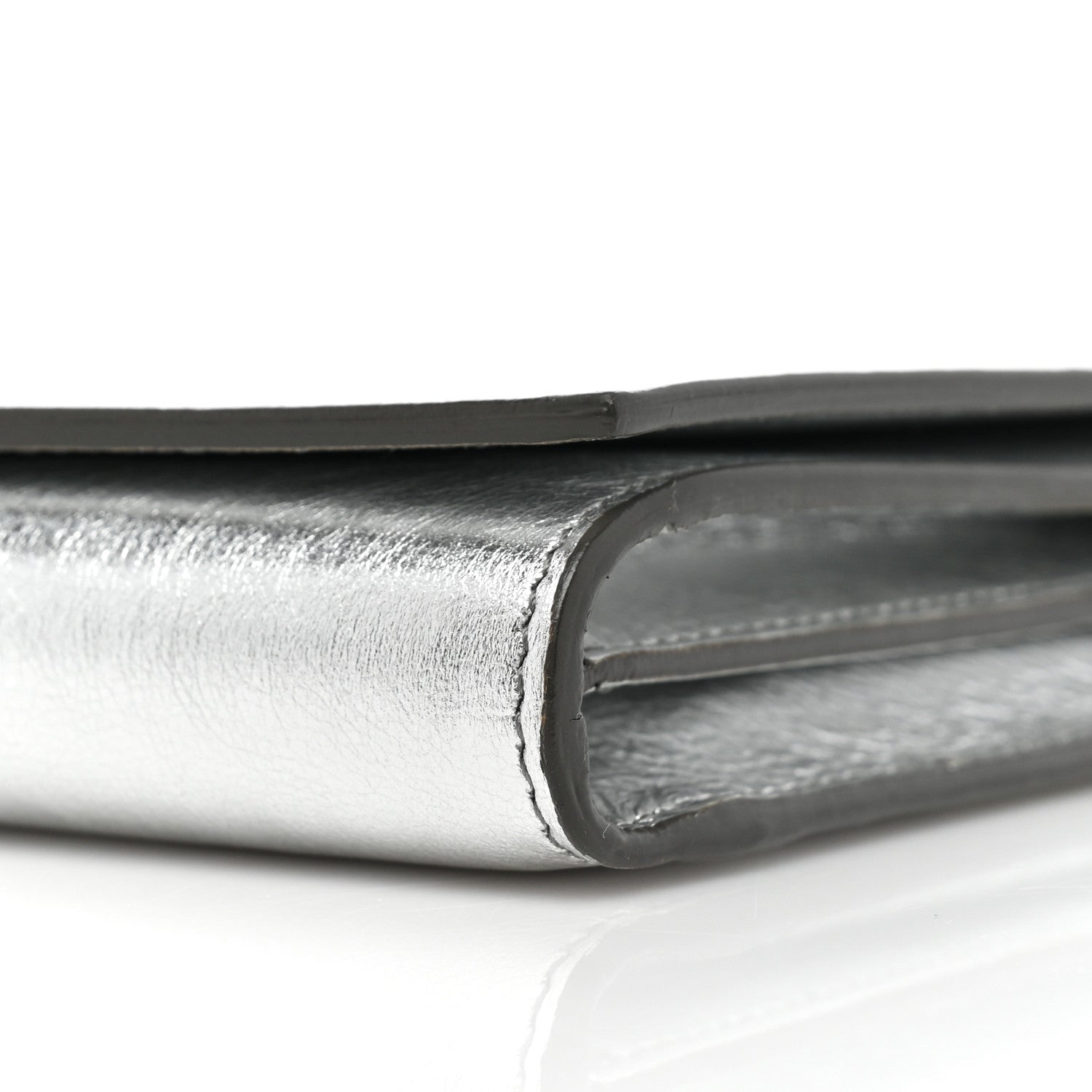 Saint Laurent Metallic Crinkled Calfskin Belle de Jour Chain Clutch Silver 8 of 9
