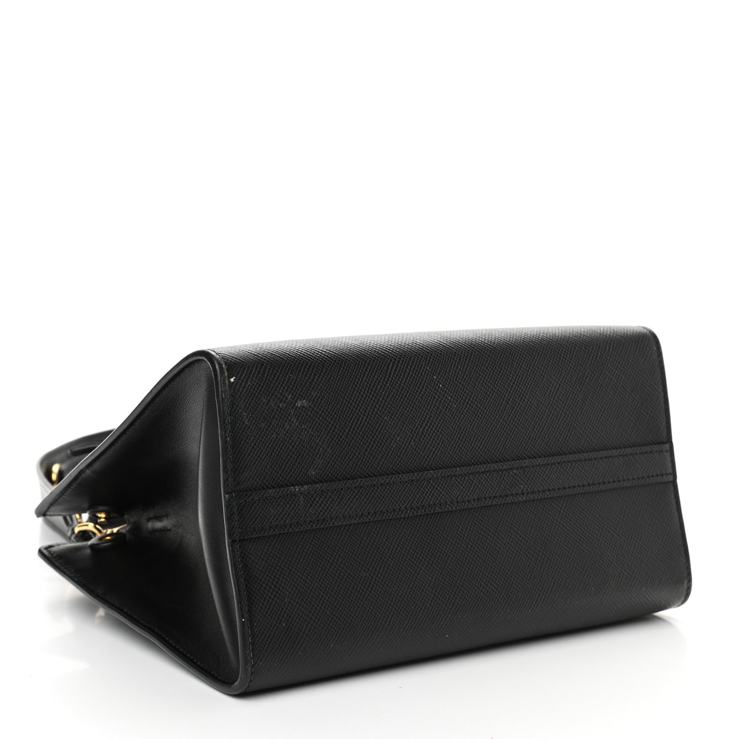 Saffiano Cuir Calfskin Small Monochrome Top Handle Tote Black