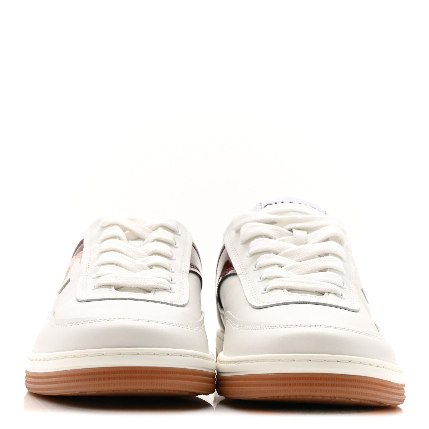 Chanel Calfskin Patent Womens CC Sneakers 36 White Burgundy Beige 3 of 11