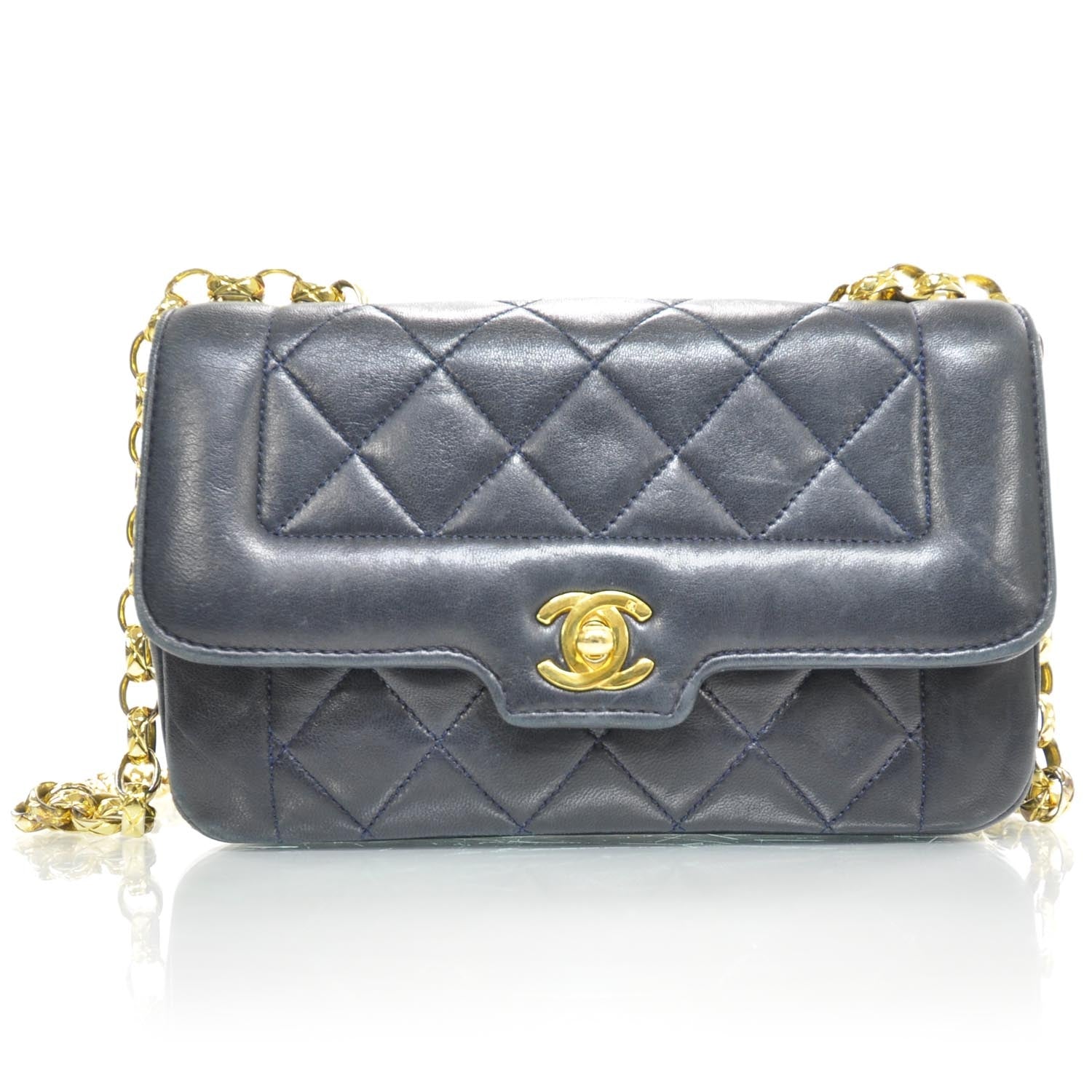 Chanel Lambskin Quilted Mini Flap Navy 1 of 11