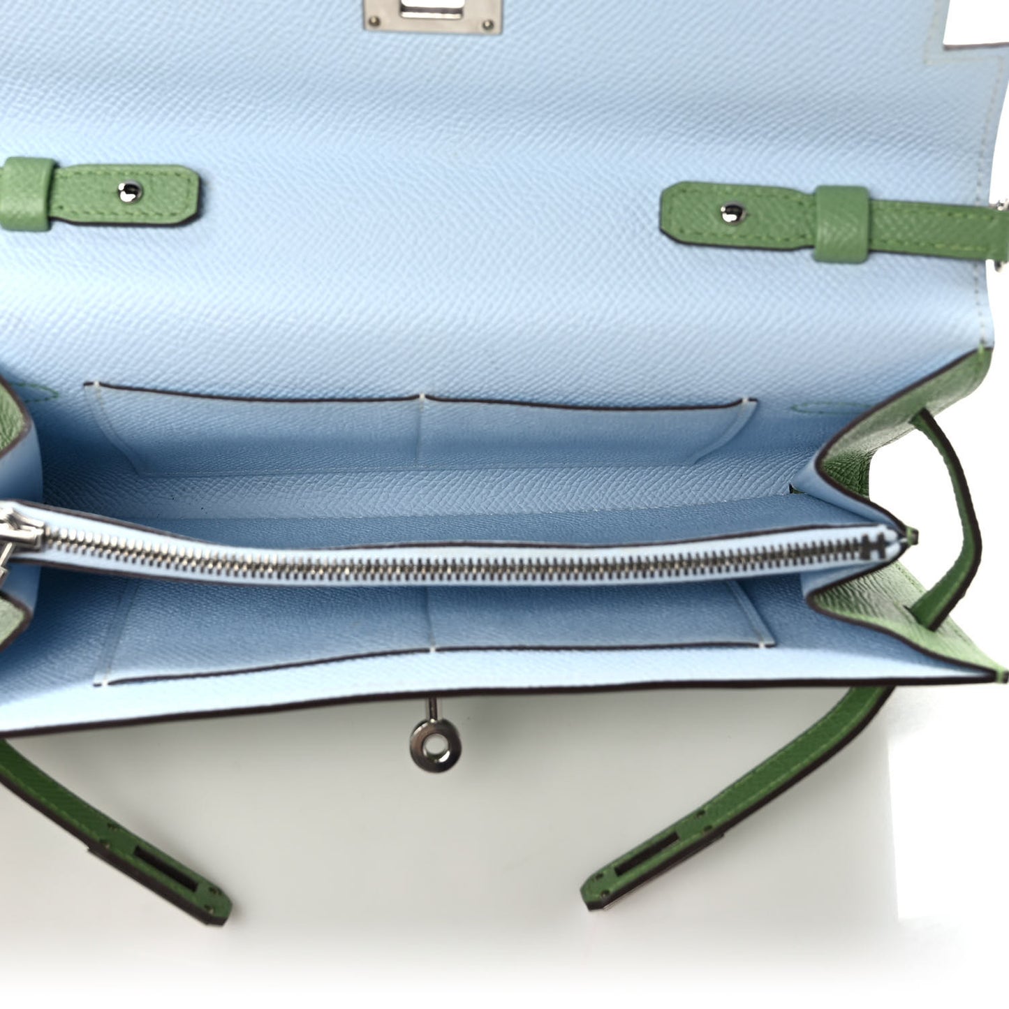 Epsom Kelly Wallet To Go Vert Criquet Blue Brume