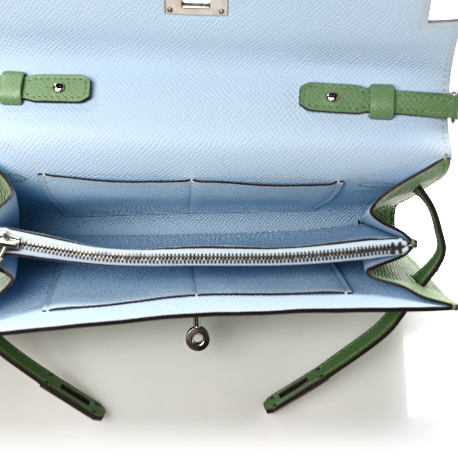 Hermes Epsom Kelly Wallet To Go Vert Criquet Blue Brume 5 of 8