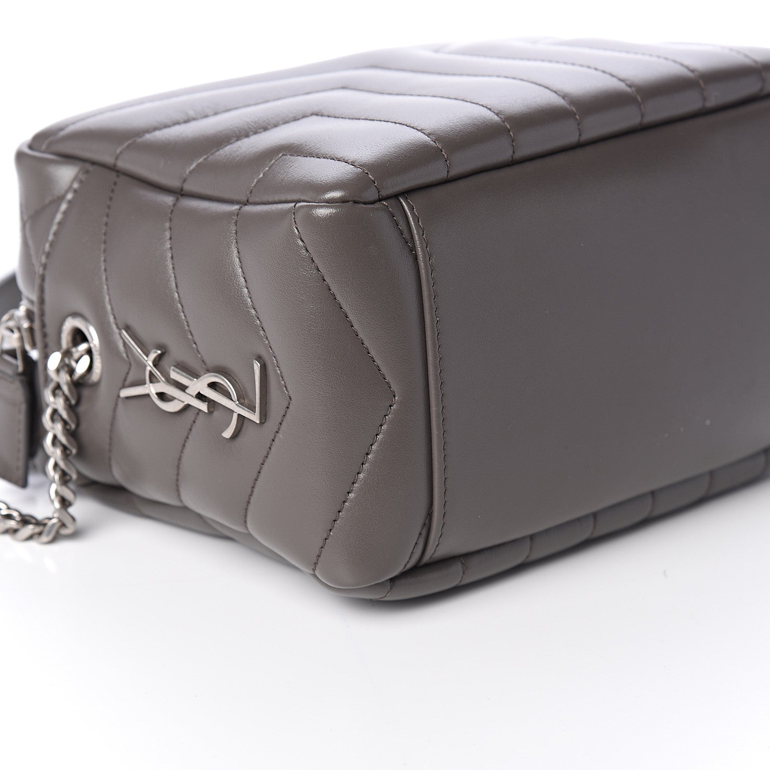 Saint Laurent Calfskin Y Quilted Monogram Small Loulou Bowling Bag Earth 7 of 8