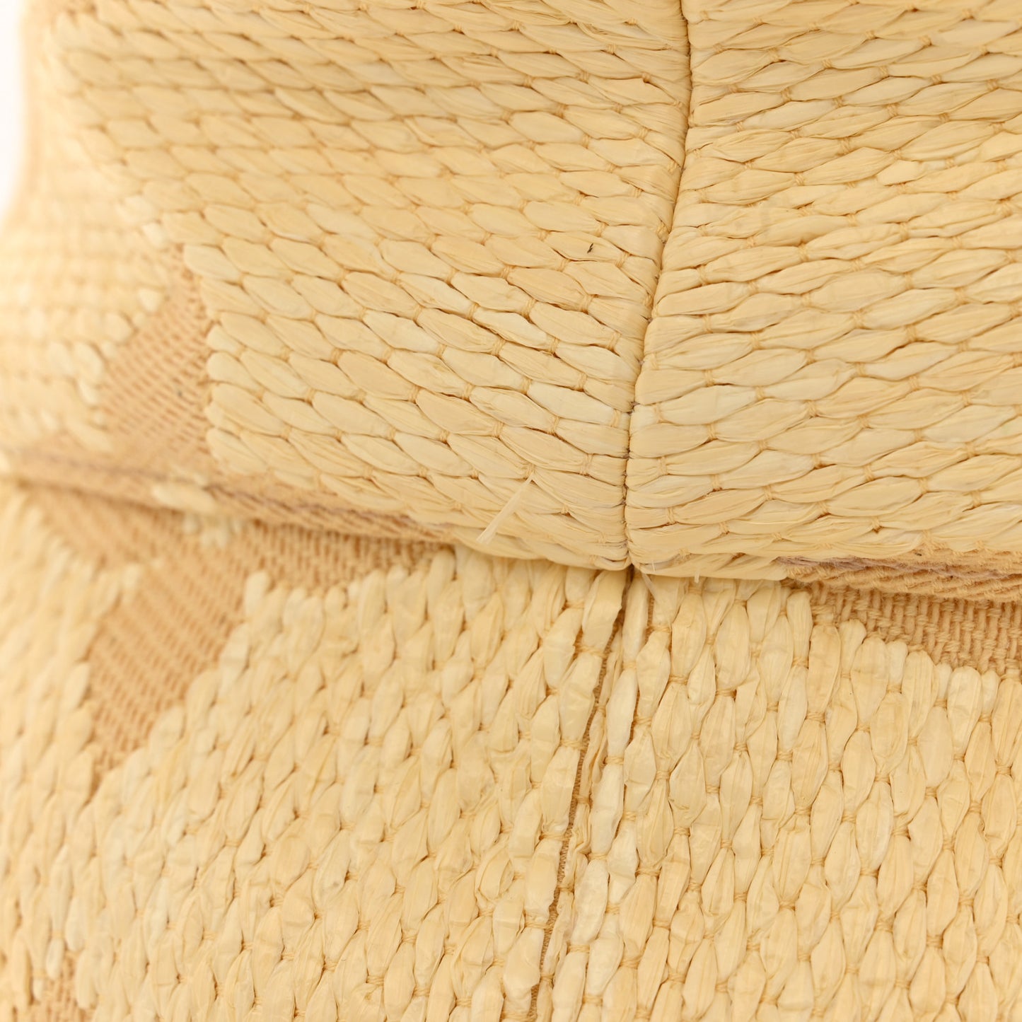 Woven Fabric Calfskin Monogram Beachview Bucket Hat Natural