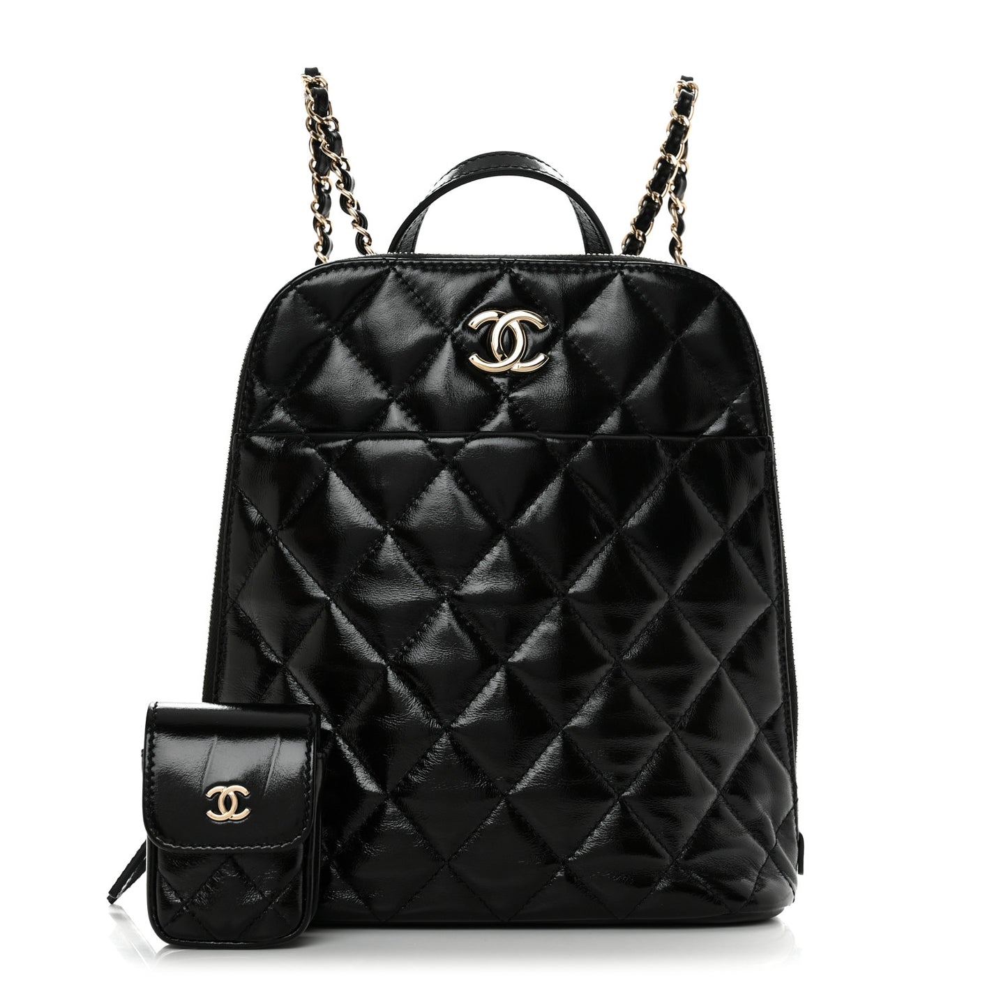 Shiny Calfskin My Pocket Backpack Black