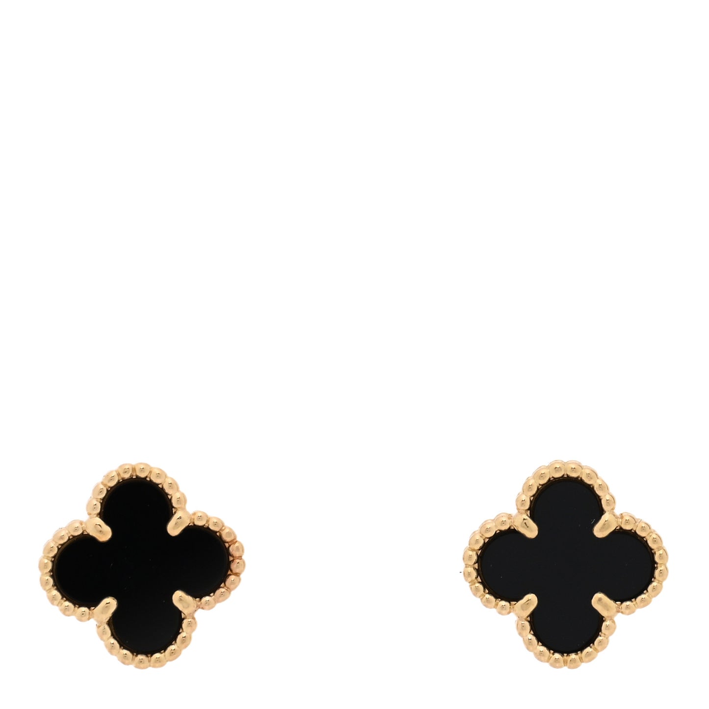 18K Yellow Gold Black Onyx Sweet Alhambra Earrings