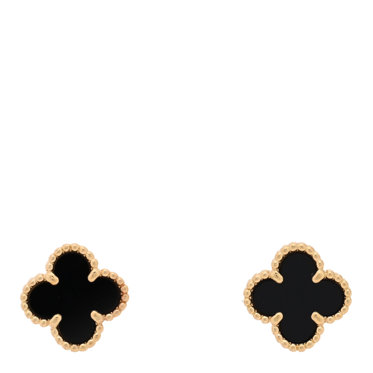 Van Cleef & Arpels 18K Yellow Gold Black Onyx Sweet Alhambra Earrings 1 of 5