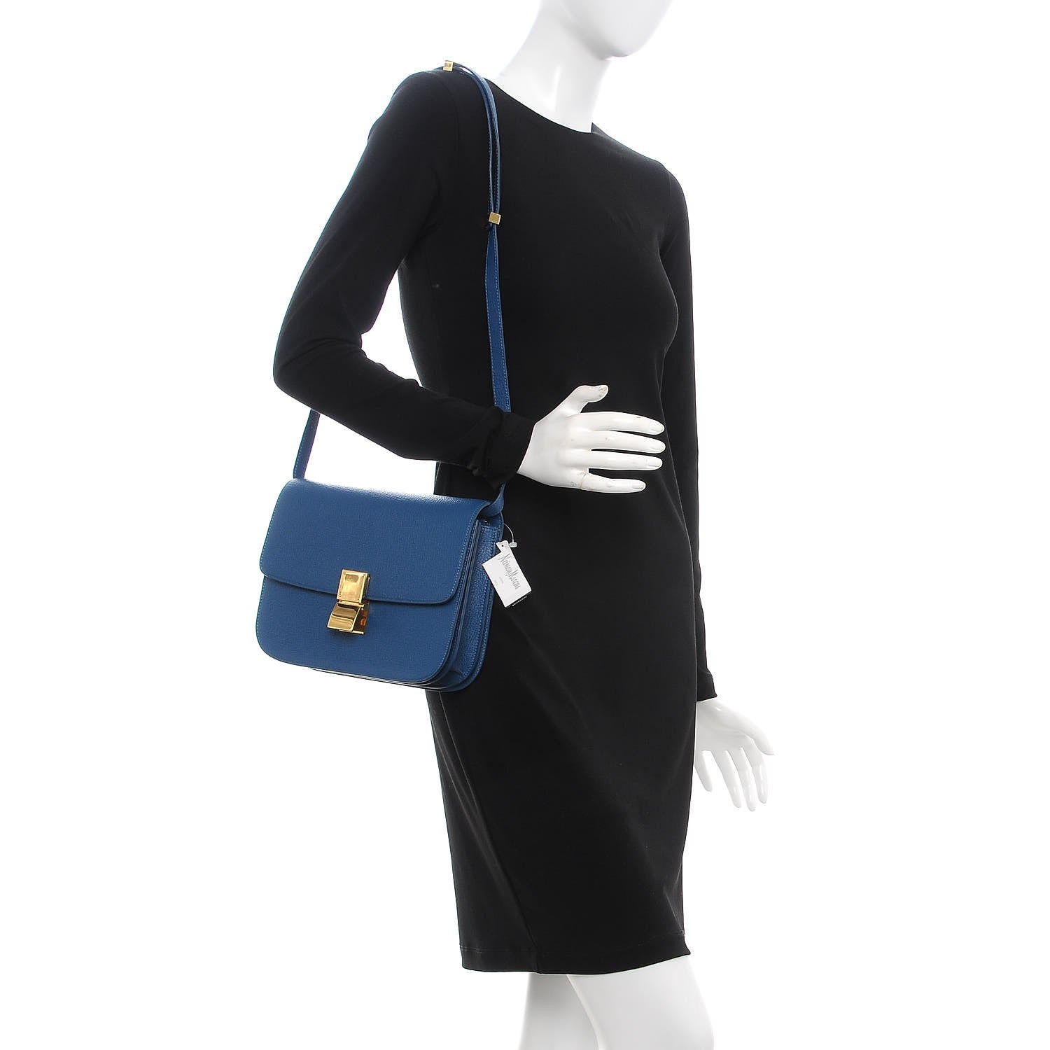 Celine Goatskin Medium Classic Box Flap Bag Sea 2 of 9