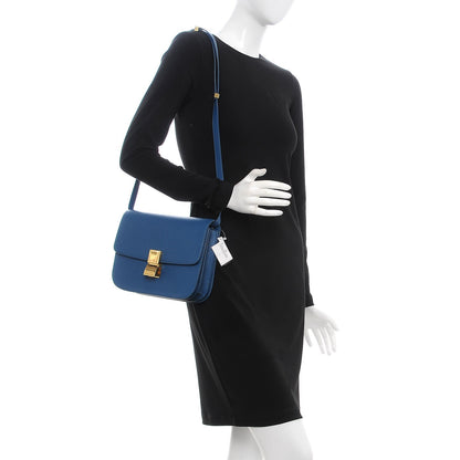 Celine Goatskin Medium Classic Box Flap Bag Sea 2 of 9