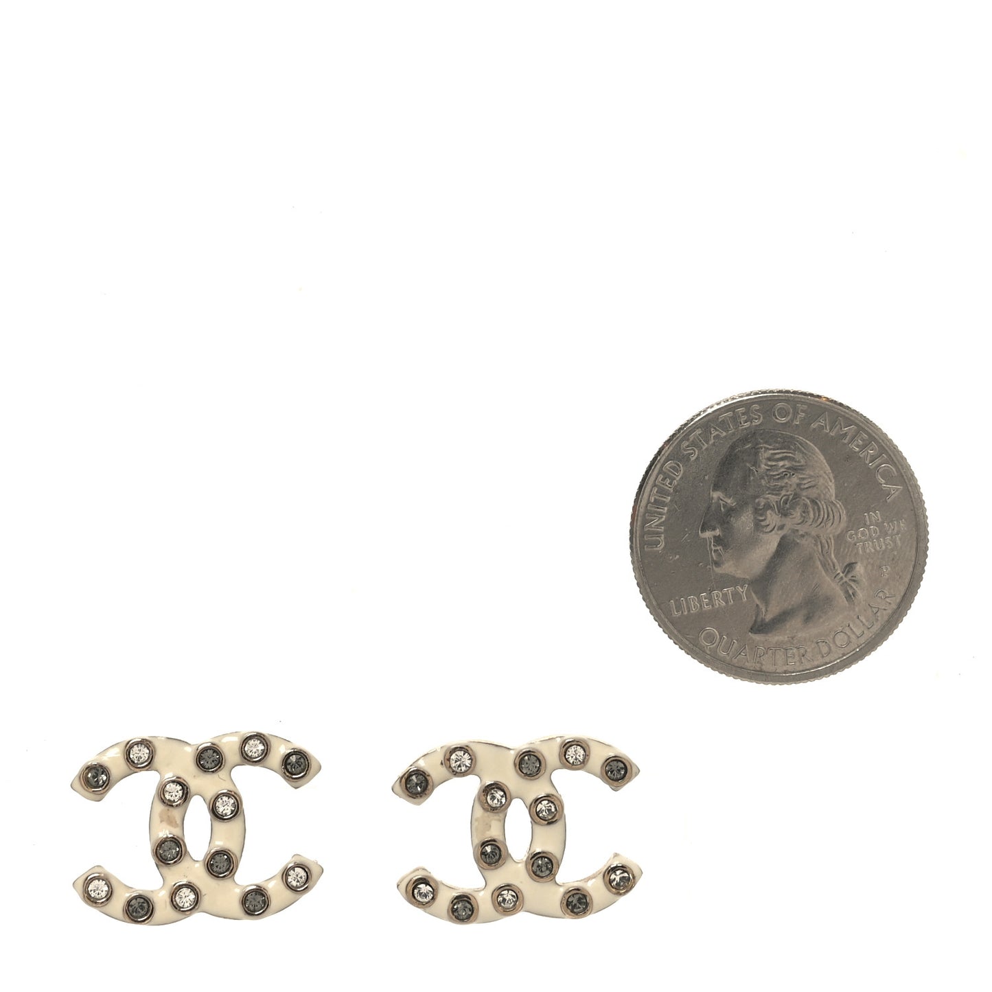 Crystal Enamel CC Earrings White