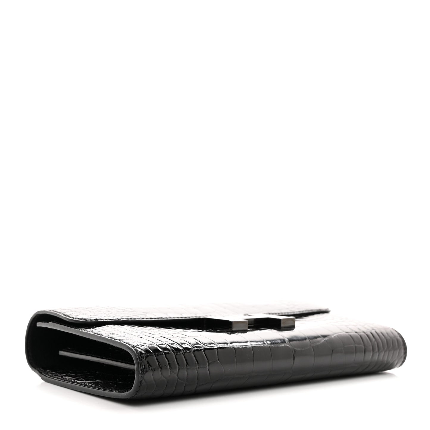 Shiny Alligator Monochrome Constance Long Wallet Black
