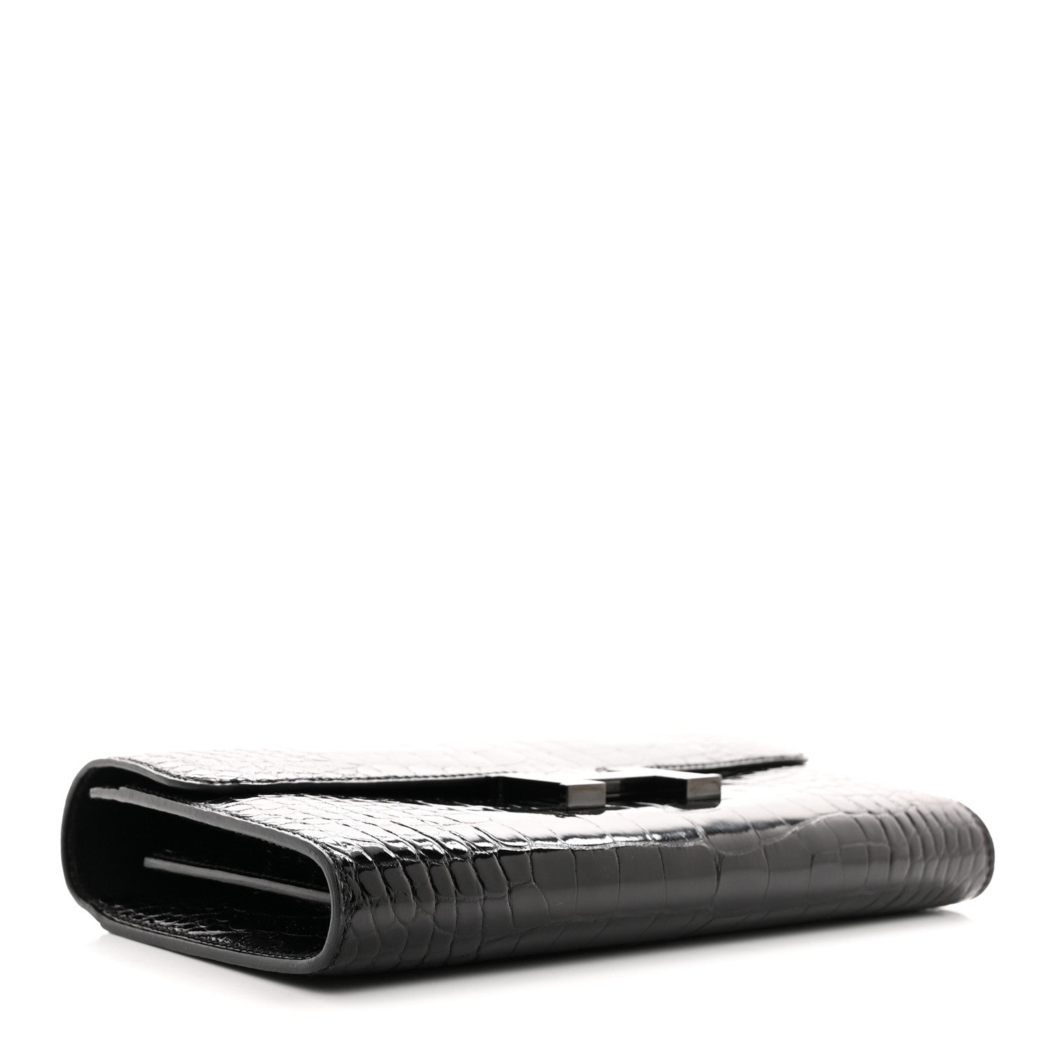 Hermes Shiny Alligator Monochrome Constance Long Wallet Black 4 of 8