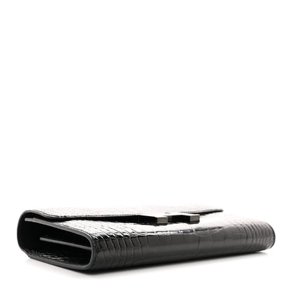 Hermes Shiny Alligator Monochrome Constance Long Wallet Black 4 of 8