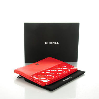 Chanel Calfskin Patent Quilted Medium Cosmetic Case Red 4 of 7