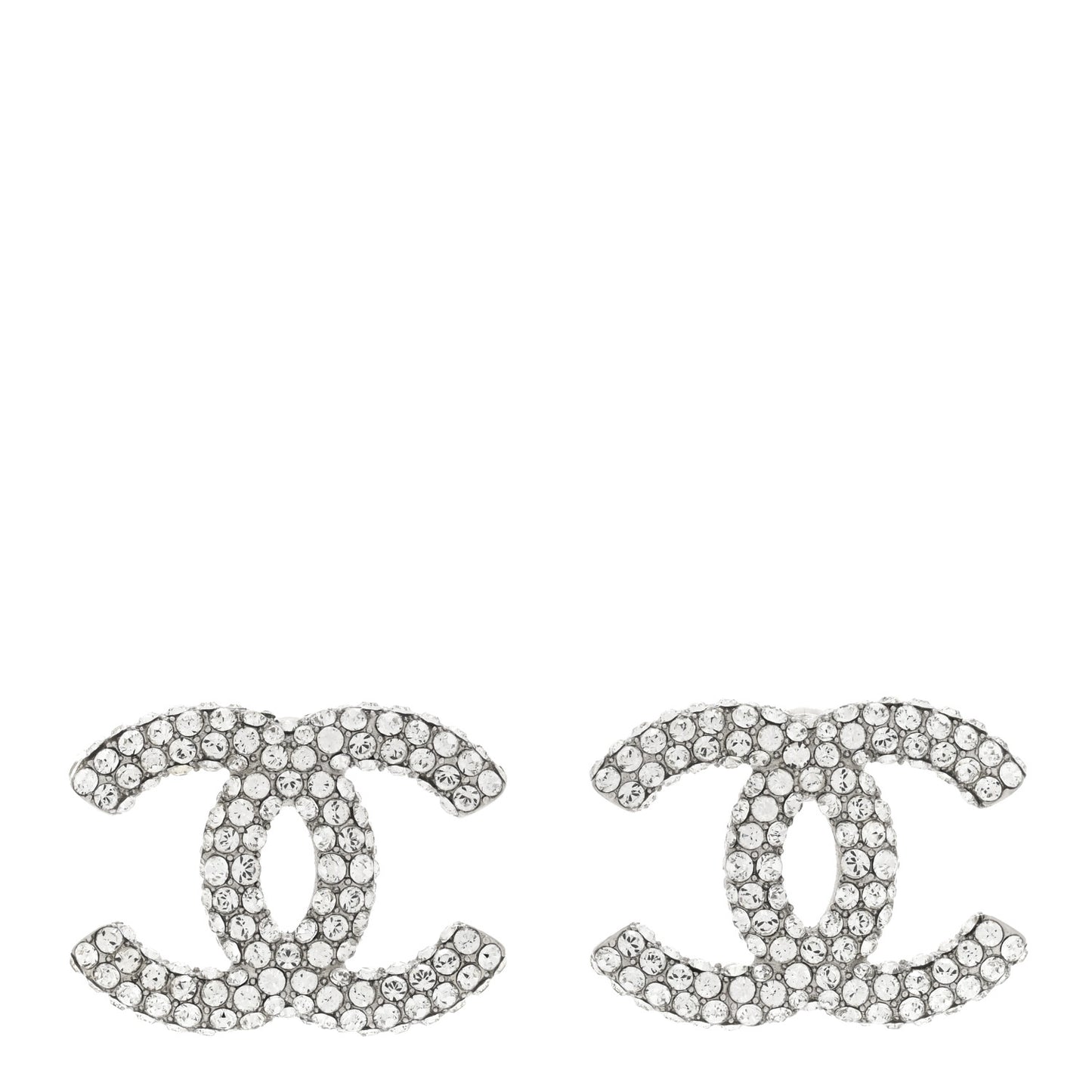 Crystal CC Treasure Chest Earrings Silver