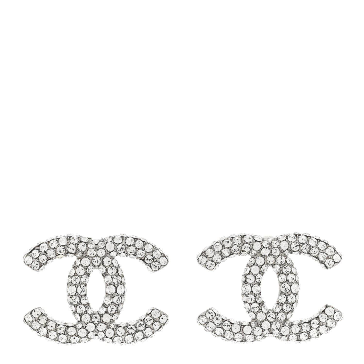 Chanel Crystal CC Treasure Chest Earrings Silver 1 of 5