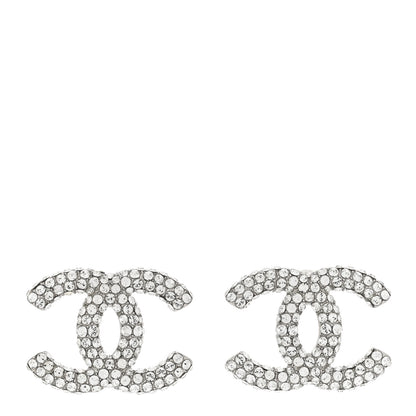 Chanel Crystal CC Treasure Chest Earrings Silver 1 of 5