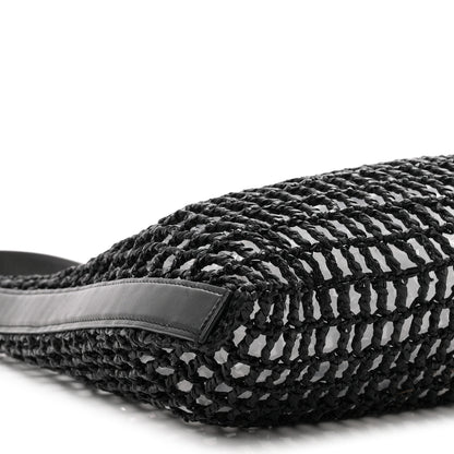 Saint Laurent Raffia Calfskin Oxalis Shoulder Bag Black 9 of 10