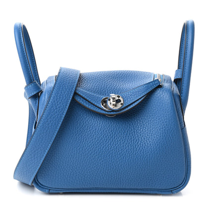 Hermes Taurillon Clemence Mini Lindy 20 Bleu Zellige 1 of 11