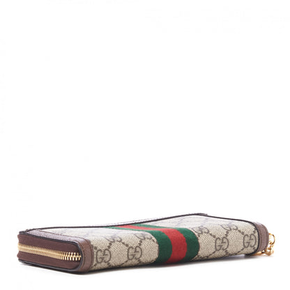Gucci GG Supreme Monogram Web Ophidia Zip Around Wallet Brown 3 of 9