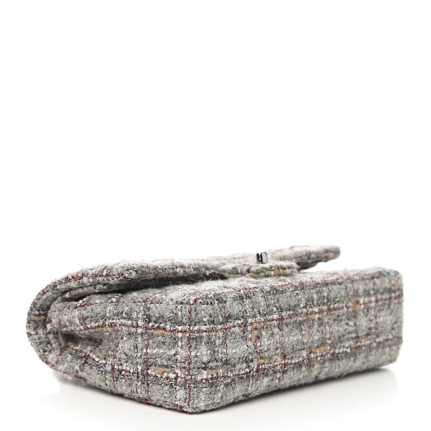 Tweed Quilted Medium Double Flap Grey Multicolor