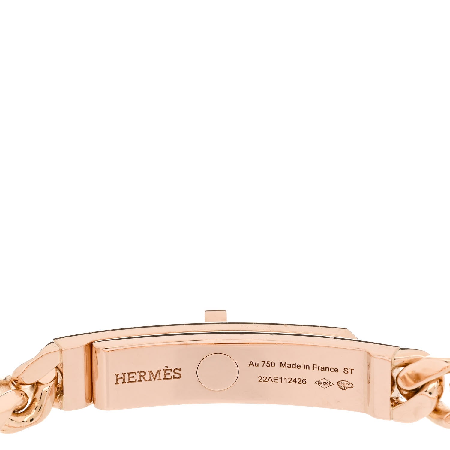 Hermes 18K Rose Gold Diamond PM Kelly Gourmette Bracelet ST 3 of 3