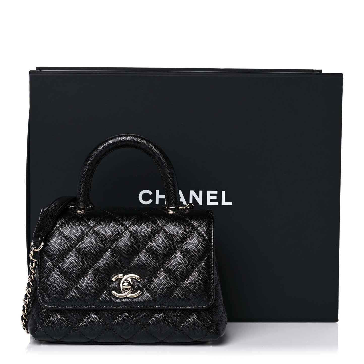Caviar Quilted Extra Mini Coco Handle Flap Black