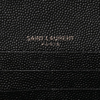 Saint Laurent Grain De Poudre Matelasse Chevron Monogram Chain Wallet Black 8 of 8
